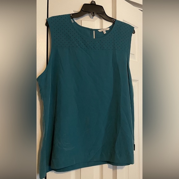 “Calvin Klein Jeans” Green soft velvety like fabric sleeveless top size XL - Picture 2 of 9